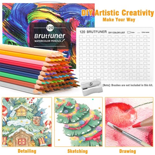LBW Watercolor Pencils 120 Professional Water Color Pencils Set Colored Pencils for Adult Coloring Book Blending Sketching