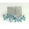 Faship Malibu Blue Teal Crystal Floral Hair Comb
