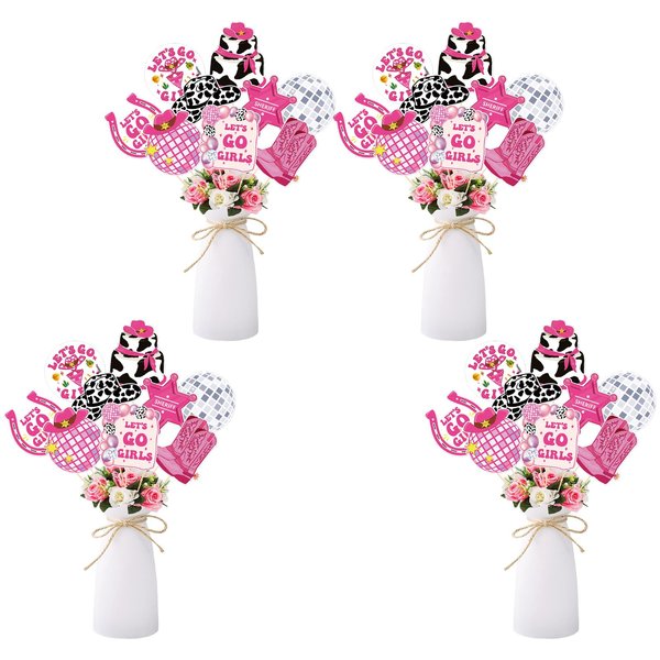 Cowgirl Table Centerpiece Sticks Toppers - NOVBAUB 36PCS Disco Cowgirl Bachelorette Party Decorations Cowgirl Party Decorations Centerpieces for Tables Lets Go Girls Table