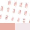 Hkanlre Medium Press on Nails Flower Fake Nails Tips Full Cover False Square French Nails for Women and Girls 24PCS