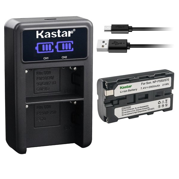 Kastar 1-Pack NP-F570 Battery and LED2 USB Charger Compatible with Came-TV 5", 5.5" 4K, F5 Pro, MT55-V2, 4K-MT7S, 4K-S7, MT-S705 DSLR Camera Field Monitor, Bestview S5, Bestview S7II Field LED Monitor