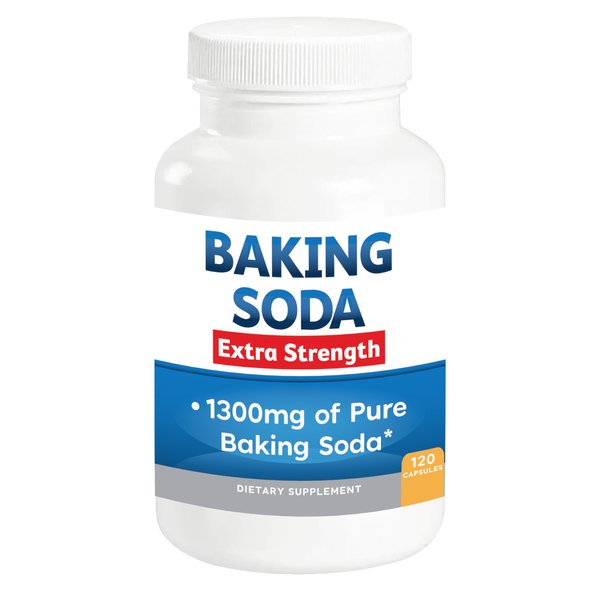 Baking Soda Aluminum Free 1300mg Per Pill Extra Strength Organic Use Pure Baking Soda Capsules for Health & Wellness. Baking Soda Tablets 120 Pills