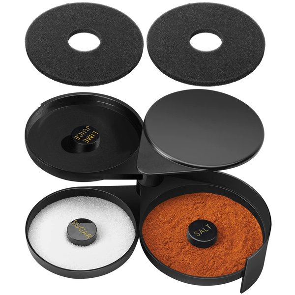 Monkkino Margarita Salt Rimmer Set, Salt Rimmer with 2 Sponges, 3-Tier Glass Rimmer, Margarita Salt Rimmer Dish for Cocktails, Bar Salt and Sugar Rimmer for Drinks, Bar Accessories for Bloody Mary