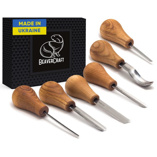 BeaverCraft Wood Carving Tools SC05 Wood Carving Kit Wood Carving Set Wood Carving Knife Woodcarving Tools Wood Carving Palm Gouges Wood Chisels Carving Tools Woodworking Kit Carving Knife Woodworking