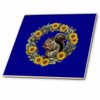 3dRose Gray Squirrel with Yellow Flower Wreath Kentucky State Tattoo Art - Tiles (ct-384054-1)