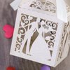 Tinksky 100pcs Wedding Candy Boxes Couple Design Luxury Lase Cut Party Wedding Favor Ribbon Candy Boxes Gift Box Table Decorations (White)