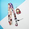Demon Anime Nezuko Cute Badge Wallet with Lanyard and Keychain, ID Card Holder Purse Pouch with Lanyard Card Case Neck Pouch Wallet Durable Card Holder with Zippers for Students Teens Girls Boys