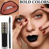 WENJLYJ 2Pcs Lip Liner and Lipstick Set,Black Liquid Lipstick and Lipliner Set,Matte Lipstick Lip Stain Long Lasting Waterproof Velvet Black Lip Gloss Set for Halloween Cosplay Gothic Makeup