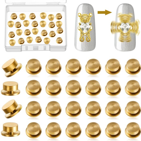 30 Pieces Spinning Nail Charms Nail Art Rotating Charm Rotating Bearing Nail Art Tool Nail Rings Jewelry Rotating Nail Tools 3D Nail Charms for Women Girls Nails Crafting Gold (30 Pieces)