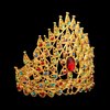 JORCEDI Women Rhinestone Hair Comb Jewelry Bridal Wedding Tiara Ornament Headpiece For Women Brides Prom Wedding Birthday Party (Gold With Colorful Stone)