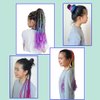 Girls Rainbow Ponytail Hair Extensions Accessories Kids Colorful Wigs Rainbow Braids Hair Extensions With Rubber Bands Rainbow Braided Ponytail Synthetic Hairpieces for Kids Crazy Hair Day Accessories