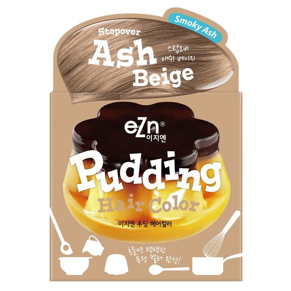 eZn Pudding Hair Dye Ammonia Free Semi-Permanent Self Hair Dye DIY Kit included contain Keratin Made in Korea Beauty (Ash Gray)