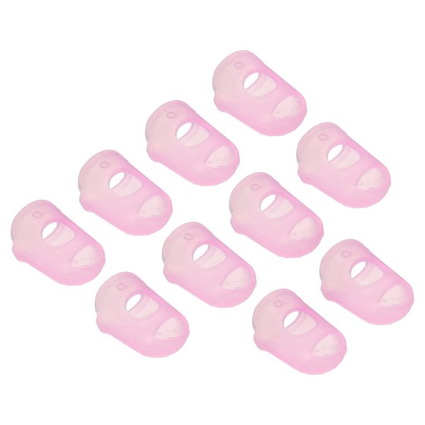 PATIKIL Finger Tips Anti Slip Fingertip Protector, 10 Pack Silicone Finger Guard for Paper Sorting Sewing Guitar Playing, Pink XS Size