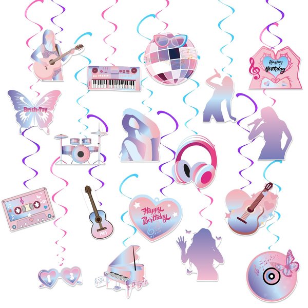 fmsao Birthday Party Decorations Singer Theme Party Supplies Hanging Swirls for Girls Birthday Decorations