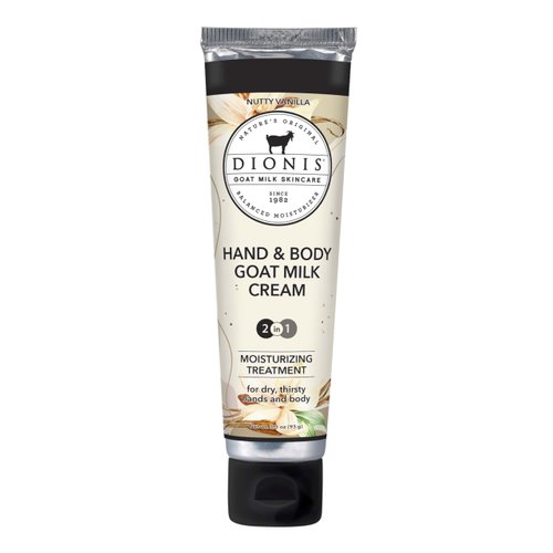 Dionis Goat Milk Skincare Nutty Vanilla Scented Hand & Body Cream - Cruelty Free Travel Size For Hydrating & Moisturizing
