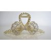 Generic Long one sided round crystal bow gold metal hair claw clip for medium thick hair