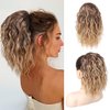 SEIKEA Ponytail Extension, 14" Short Wavy Drawstring Ponytail Lightweight Multi Layered Fake Pony Tails Hair Extensions Natural Soft Clip in Hair Extensions Ponytail Brown to Blonde