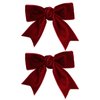 Dark Red Velvet Ribbon Hair Bow Clips 3" Cute Valentines Alligator Barrettes Pins Bowknot Decor Accessory Small for Little Teen Toddler Baby Girls Kids Women Christmas Gift