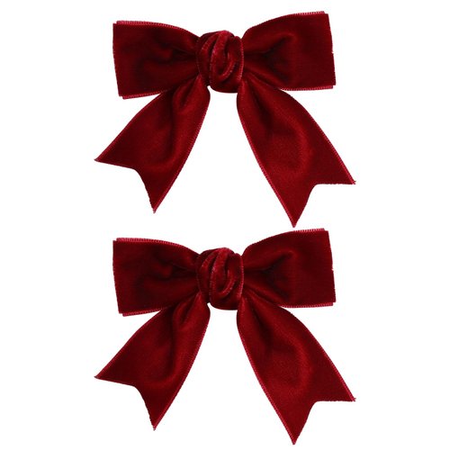 Dark Red Velvet Ribbon Hair Bow Clips 3" Cute Valentines Alligator Barrettes Pins Bowknot Decor Accessory Small for Little Teen Toddler Baby Girls Kids Women Christmas Gift
