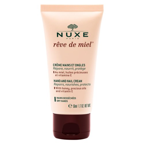 NUXE Rêve de Miel Honey-Infused Hand and Nail Cream - Instant Relief Moisturizer with Shea Butter, Almond Oil & Vitamin E for Dry Cracked Hands,1.7 oz