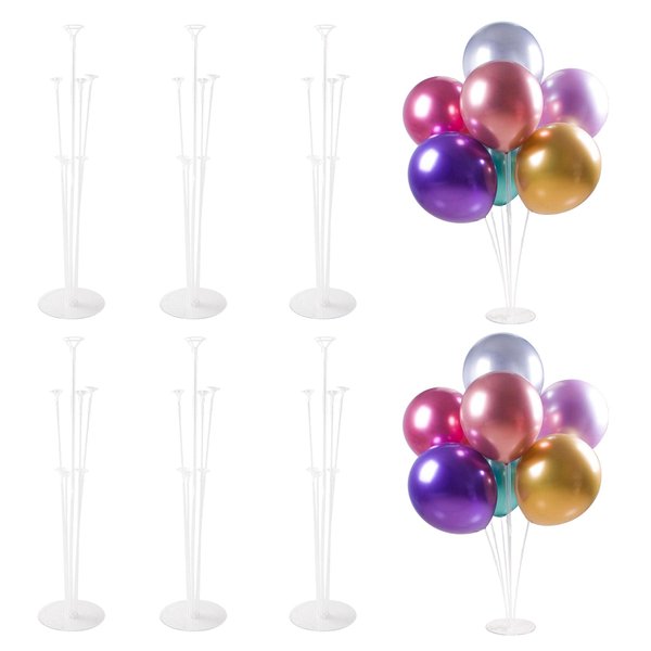 Easeen 6 Sets Balloon Stand Kit, Table Balloon Stand Holder, Reusable Centerpiece with Base for Birthday Decorations, Party, Wedding and Graduation Decorations