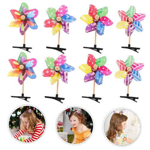 Angoily 24pcs Windmill Hairpin Pinwheel Hair Bows Cartoon Hair Kids Favor Gift Hair Barrettes Pinwheel Hair Clips Kids Hair Mini Clips for Hair Girls Metal Iron Clip Child Accessories