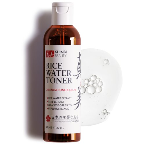 Shinbi Beauty Japanese Rice Water Toner - Contains Sake Extract, Green Tea & Hyauronic Acid - 99% Naturally Derived - 4 FL OZ