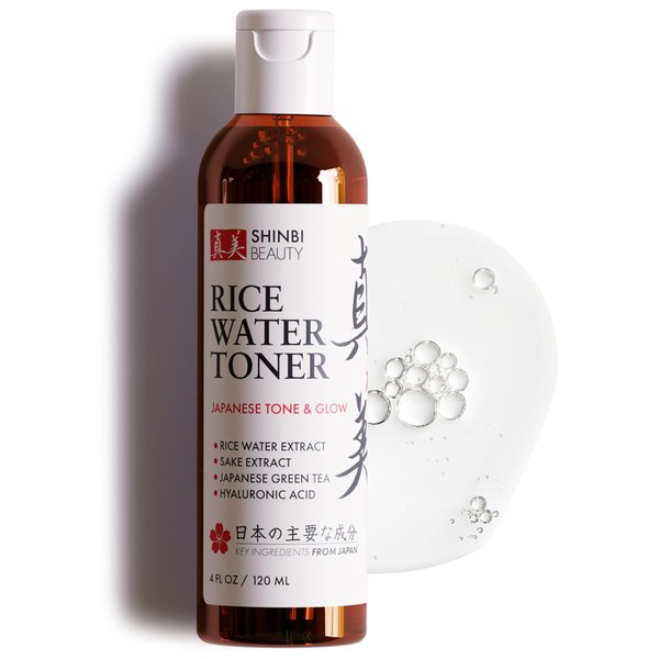 Shinbi Beauty Japanese Rice Water Toner - Contains Sake Extract, Green Tea & Hyauronic Acid - 99% Naturally Derived - 4 FL OZ