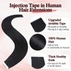 SEGO Injection Tape in Hair Extensions Human Hair Tape in Hair Extensions Invisible Tape in Hair Extensions 14 Inch #01 Dark Black 10PCS 5pcs Invisible and 5pcs normal
