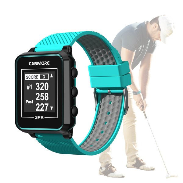 CANMORE TW356 Golf GPS Wearable Device for Men and Women, Free 40,000+ Preloaded Courses Update Worldwide, High Contrast LCD Display, Upgrade IC Chip, Lightweight Accessory for Golfers, Turquoise