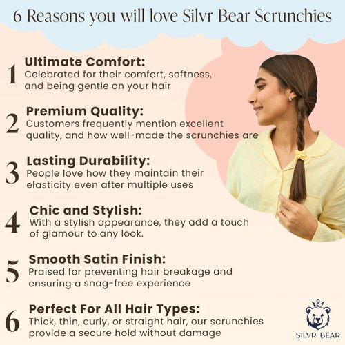 SILVR BEAR Luxury Satin Skinny Scrunchies, no damage, Small Satin Hair Ties for Thin Hair, Hair Tie Scrunchies for Women, Girls, Men, Softer than Silk Scrunchies, 6 Pack ponytail holders, Pastel