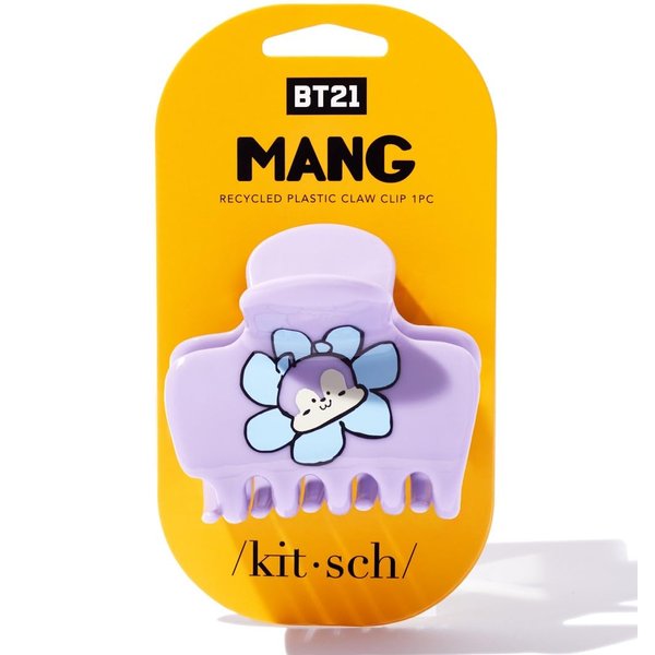 BT21 x Kitsch Recycled Plastic Puffy Medium Hair Clips for Women - Medium Claw Clips for Thin Hair | Claw Hair Clips for Short Hair | Medium Hair Claw Clips for Women | Cute Hair Claws for Girls, Mang