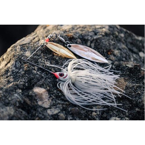 BOOYAH Glow Blade Spinner-Bait Bass Fishing Lure, Chartreuse White, Double Willow (3/8 oz), One Size, Model: BYGBW38616