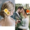 Atoden Bohemian Hawaiian Flower Hair Clips Realistic 20 Pcs Hawaii Boho Clips Artificial Rose Tropical Floral Hair Barrettes Wedding Bridal Hair Accessories for Women Girls Green Yellow Orange