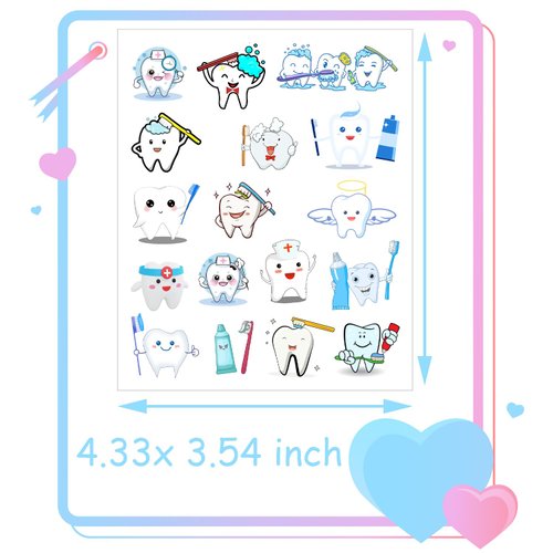ATSMOICY 380+ Pieces Tooth Temporary Tattoos Stickers - Dental Hospital Dental Health Party Brush One's Teeth Themed Baby Shower Birthday Party Favors Decorations Kids Tattoo Gifts Stickers