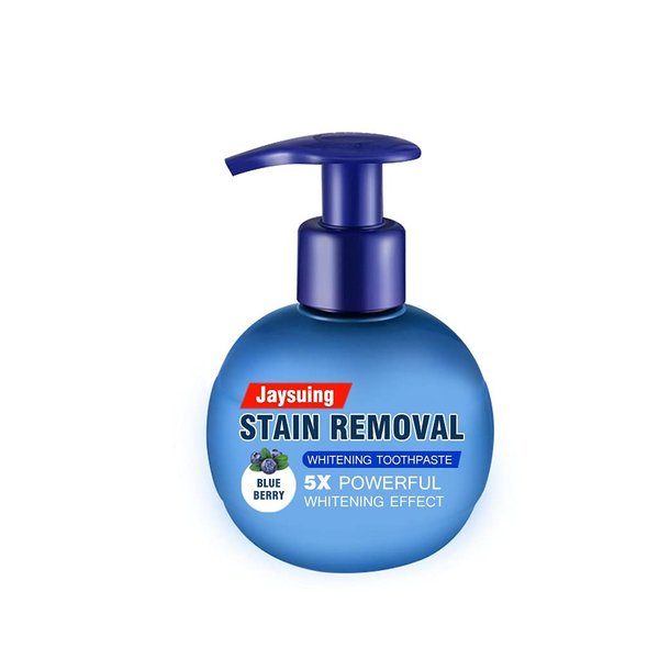 Press Toothpaste,Baking Soda Whitening Toothpaste,Jaysuing Stain Removal Whitening Toothpaste Strong Cleaning Power Natural Stain Remover Fluoride-Free Toothpaste（Blueberry Flavor）