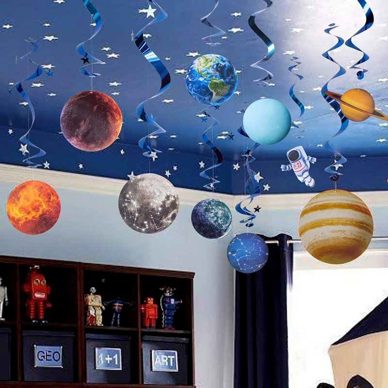 Easy Joy Solar System Hanging Swirl 12 Pieces Decorations Outer Space ...