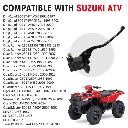 Front Brake Master Cylinder Compatible with Suzuki KingQuad QuadRunner QuadSport QuadRacer Eiger Vinson Ozark QuadMaster LTA LTF OEM#59600-44B11