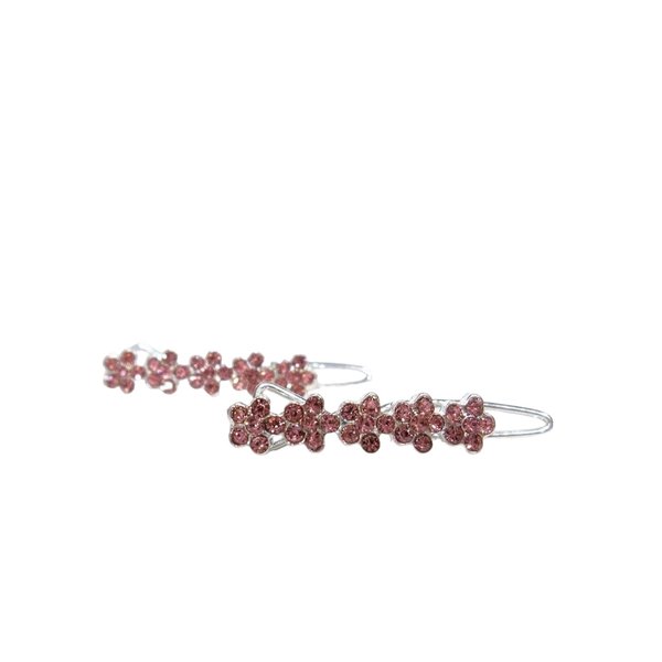 Generic Two small tiny pink flower crystal hair pin clip barrettes fine hair