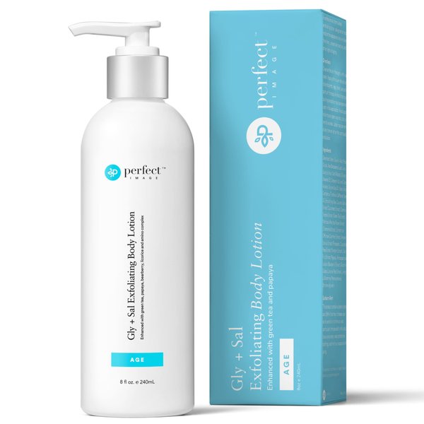 Gly + Sal Exfoliating Body Lotion, 8% Glycolic Acid and 2% Salicylic Acid Lotion Enhanced with Green Tea, Papaya, Bearberry, Licorice and Amino Complex - Perfect Image