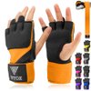 WYOX Gel Premium Hand Wraps for Boxing Gloves, Quick 80cm Wrist Wraps, Padded Knuckle Boxing Wraps for Men, Women, Muay Thai Hand Wraps, MMA Kickboxing Martial Arts Inner Glove (Orange, S-M)