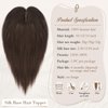 RUWISS Human Hair Topper Crown Topper Hair Pieces for Women Short Wiglet Topper for Thinning Hair 6 * 9CM Silk Base 100% Real Human Hair Clip in Topper 12Inch 29g（Dark Brown）