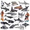 20pcs Mini Ocean Animal Figurines - Realistic Sea Creatures Toy Figures with Sharks, Whales & Diver Figures - Great for Kids' Parties, Cake Topepr & Gift