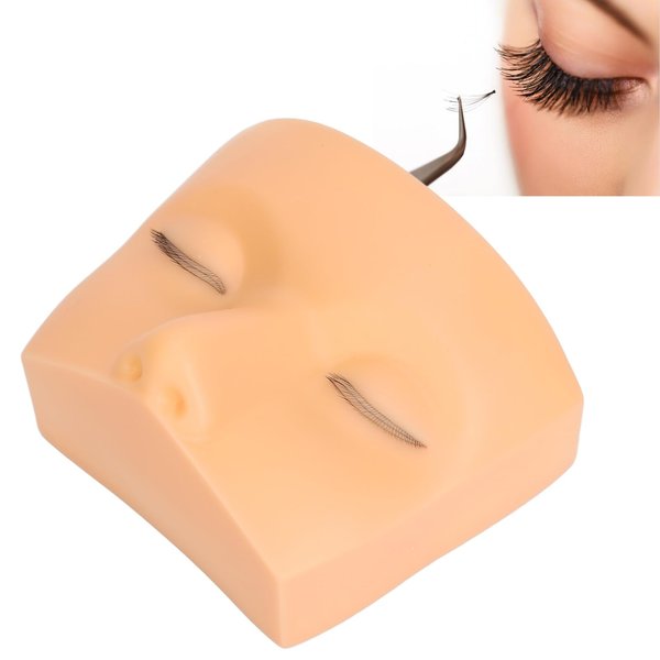 Lash Mannequin Head, 3 Layer Lashes Eyelash Mannequin Head for Make Up Eye Lashes Eyelash Extensions, Soft Touch Makeup Practice Face (Yellow Skin)