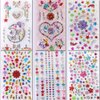 6 Sheets Eye Face Body Gems Jewels Rhinestone Temporary Tattoo Nail Art Stickers, Self Adhesive Crystal Rainbow Makeup Mobile PC Diamonds Face Stick Gems for Party Body Rhinestone