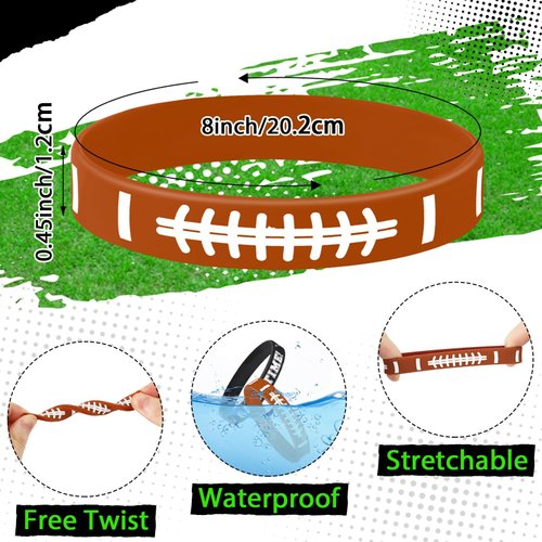 JUNEBRUSHS 42pcs Football Party Favors Silicone Bracelets Rubber Wristbands Accessories for Football Sport Themed Birthday Party Decorations Adults Stuffers Filler Gift Supplies(6 Designs)