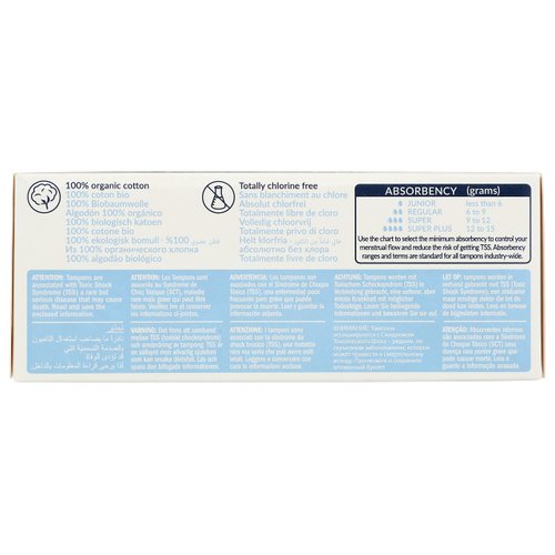 Natracare Non-Applicator 100% Organic Cotton Tampons, Regular, Totally Chlorine Free, Biodegradable and Compostable (1 Pack, 20 Tampons Total)…