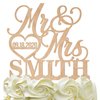 Personalized Wedding Cake Topper - Wedding Cake Decoration, Elegant Customized Mr Mrs Wedding Cake Topper, Last Name & Date w/Heart - Wood Colors