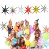 4D 14 Point One-Piece Star Cone Balloon Spike Explosion Star Decoration Magic Party Supplies For Birthday Bachelorette Disco, 6 Pack 22'' Iridescent Metallic Spiky Balloons Dazzle Fireworks Balloons