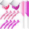 14 Pcs Hair Braiding Tool 2 Pieces Magnetic Pin Wristbandand 4 Pcs Braiding Comb for Parting with 8 Pcs Wide Teeth Alligator Sectioning Hair Clip for Hair Braid Tool Braid Maker (Purple, Pink)